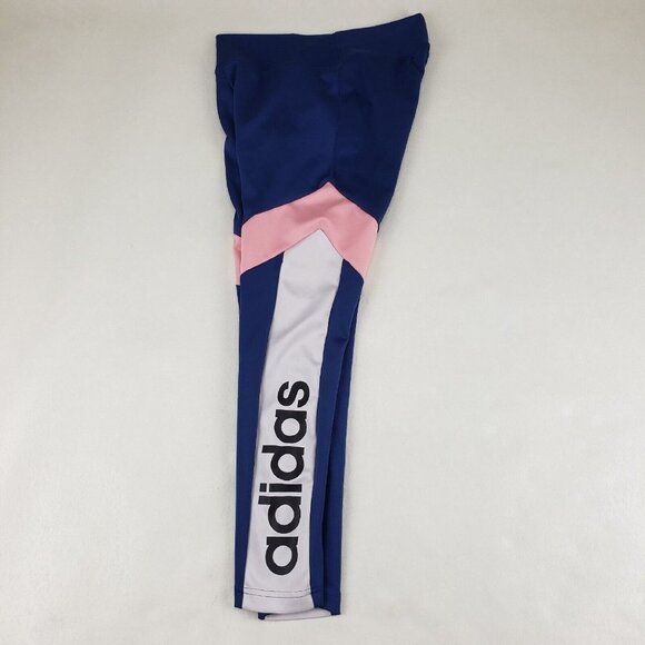 Adidas Womens Designed To Move Leggings Blue Womens Small Color Block Climalite - Picture 2 of 12